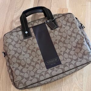 Coach Tan and Brown Men's Laptop Bag
